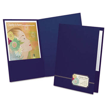 Oxford™ Monogram Series Business Portfolio, Cover Stock, 0.5" Capacity, 11 X 8.5, Blue With Embossed Gold Foil Accents, 4-pack freeshipping - TVN Wholesale